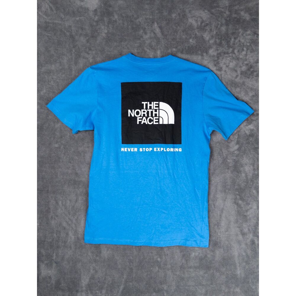 The North Face Mens Blue Graphic T Shirt Size Small Logo Short Sleeve Crew Tee